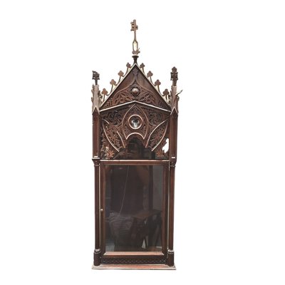 Antique Gothic Wall Chapel on Carved Wood and Crystal-TCS-1737065