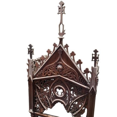 Antique Gothic Wall Chapel on Carved Wood and Crystal-TCS-1737065