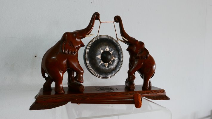 Antique Hand-Carved Elephant Table Gong-KK-1348119