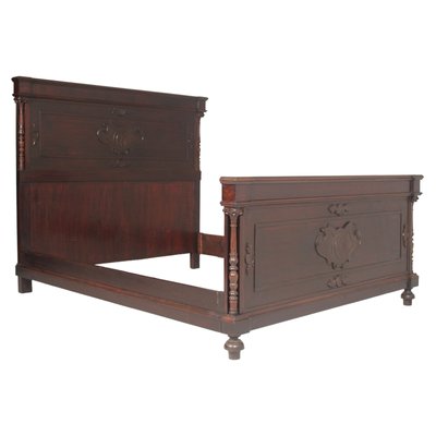 Antique Hand-Carved Mahogany Double Bed-NJV-587232