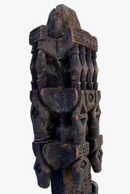 Antique Hand-Carved Wooden Pillar Column, Afghanistan / Pakistan, 1890s-UZN-1389261