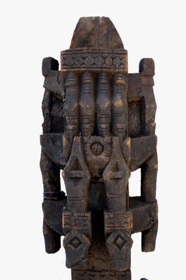 Antique Hand-Carved Wooden Pillar Column, Afghanistan / Pakistan, 1890s-UZN-1389261