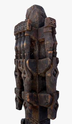 Antique Hand-Carved Wooden Pillar Column, Afghanistan / Pakistan, 1890s-UZN-1389261