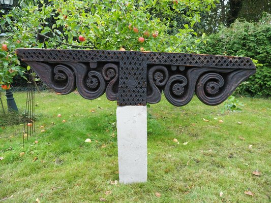 Antique Hand-Carved Wooden Pillar Column Capital, Afghanistan, 1890s-UZN-1407573