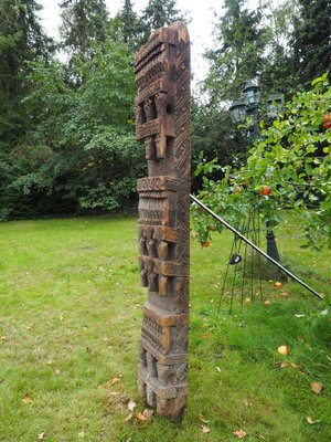 Antique Hand-Carved Wooden Pillar Column, Nuristan, Afghanistan, 1890s-UZN-1408419