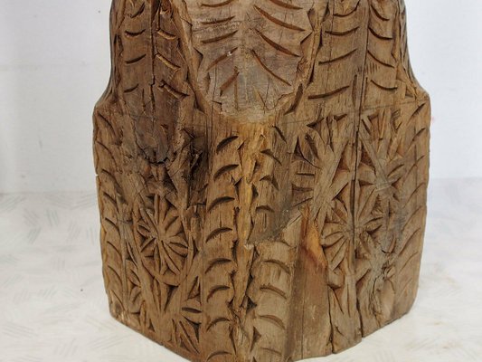 Antique Hand-Carved Wooden Pillar Column, Swat Valley Pakistan, 1890s-UZN-1407579