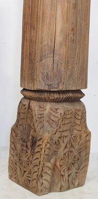 Antique Hand-Carved Wooden Pillar Column, Swat Valley Pakistan, 1890s-UZN-1407579