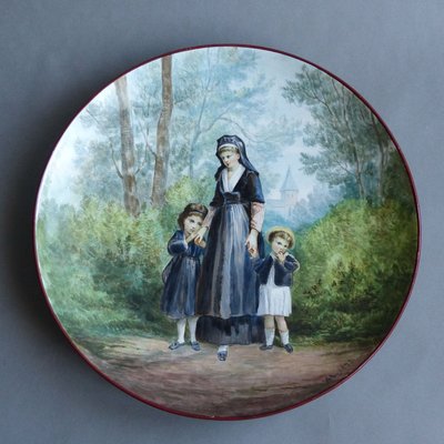 Antique Hand-Painted Porcelain AH 1877 Plate by A.H. for L & Cie France-WK-741423