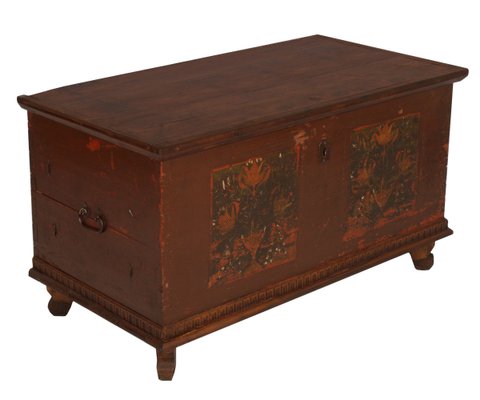 Antique Hand-Painted Tyrolean Larch Chest, 1700s-NJV-884853