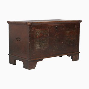 Antique Hand-Painted Tyrolean Solid Larch Chest, 1600s-NJV-884855