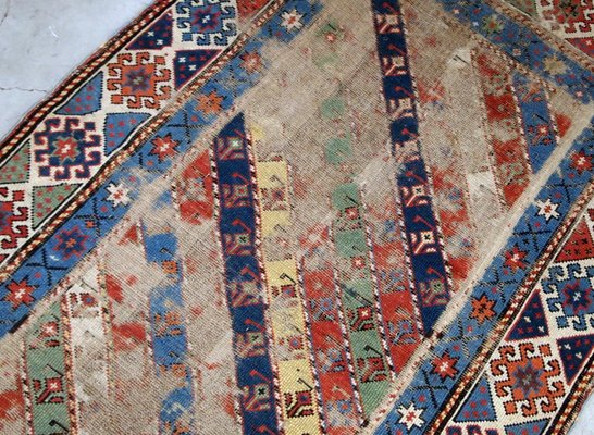 Antique Handmade Caucasian Gendje Rug, 1870s-JZV-1074263