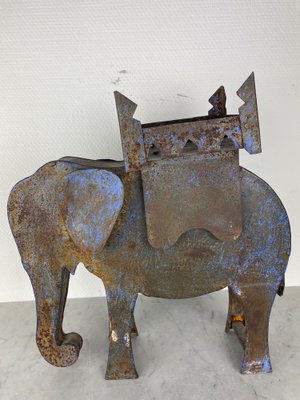 Antique Handmade Decorative Steel Elephant, 1920s-WQJ-1382832