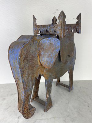 Antique Handmade Decorative Steel Elephant, 1920s-WQJ-1382832