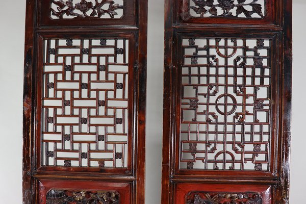 Antique Handmade Handcarved Sliding Door Panels, Japan, 1920s, Set of 2-UZN-1804367