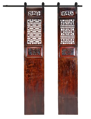 Antique Handmade Handcarved Sliding Door Panels, Japan, 1920s, Set of 2-UZN-1804367