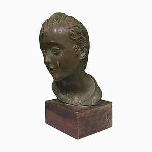 Antique Head of Young Boy Bronze Sculpture by Attilio Torresini, 1900s-ZCI-751994