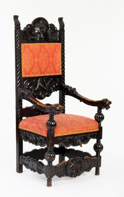 Antique Historic Carved Basswood Throne Chair, 1900s-ABO-1440512