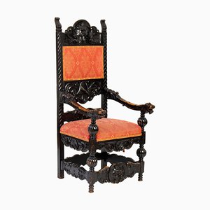 Antique Historic Carved Basswood Throne Chair, 1900s-ABO-1440512