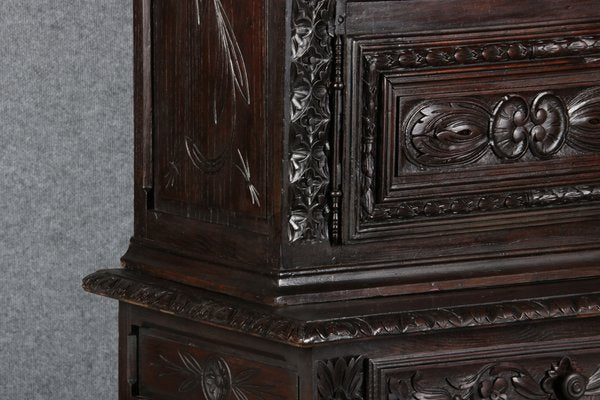 Antique Historicism Buffet Cabinet with Brittany Carving, 19th Century-DXD-1148300