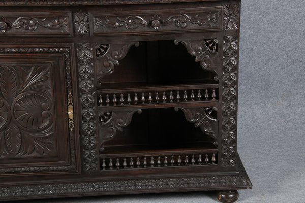 Antique Historicism Buffet Cabinet with Brittany Carving, 19th Century-DXD-1148300