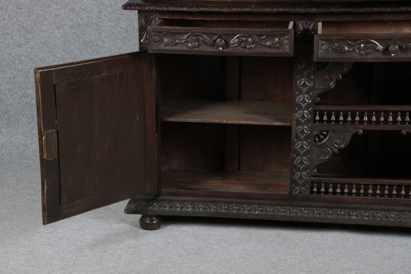 Antique Historicism Buffet Cabinet with Brittany Carving, 19th Century-DXD-1148300