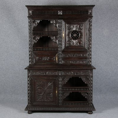 Antique Historicism Buffet Cabinet with Brittany Carving, 19th Century-DXD-1148300