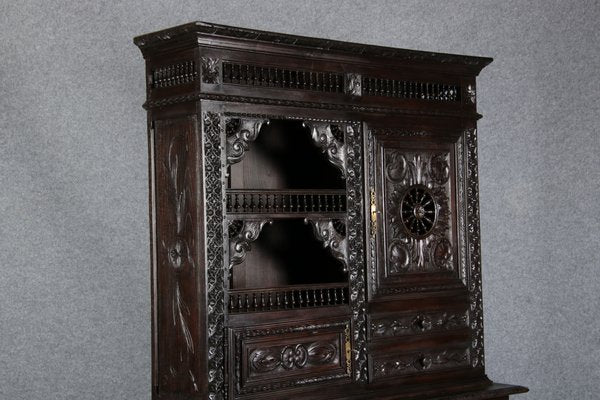 Antique Historicism Buffet Cabinet with Brittany Carving, 19th Century-DXD-1148300