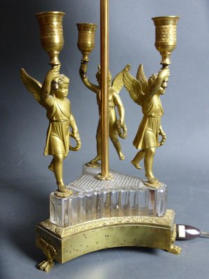 Antique Hot Water Bottle Table Lamp in Gilt Bronze-WSV-786752