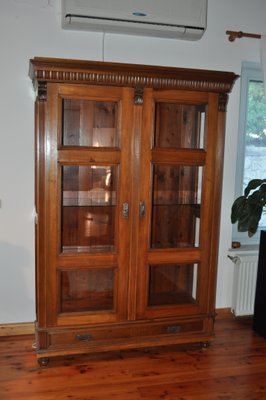 Antique Hungarian Glass and Wood Cabinet-OXJ-786610