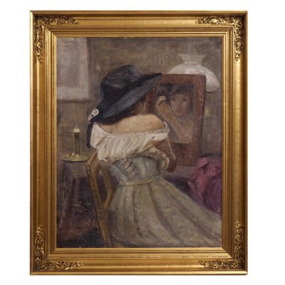 Antique Impressionist Painting Oil on Canvas-SA-636357