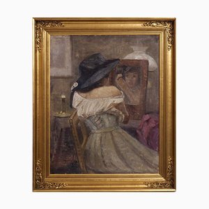 Antique Impressionist Painting Oil on Canvas-SA-636357