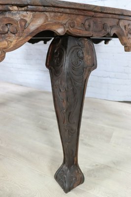 Antique Indian Anglo Wood Hand-Carved Round Dining Table, 1890s-UZN-2027863