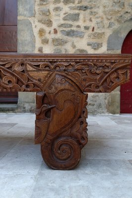 Antique Indonesian Bench in Carved Wood, 1890s-XNH-1816666