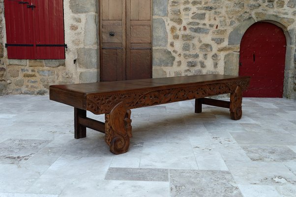 Antique Indonesian Bench in Carved Wood, 1890s-XNH-1816666