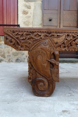 Antique Indonesian Bench in Carved Wood, 1890s-XNH-1816666