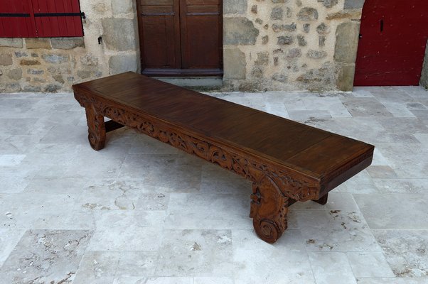 Antique Indonesian Bench in Carved Wood, 1890s-XNH-1816666