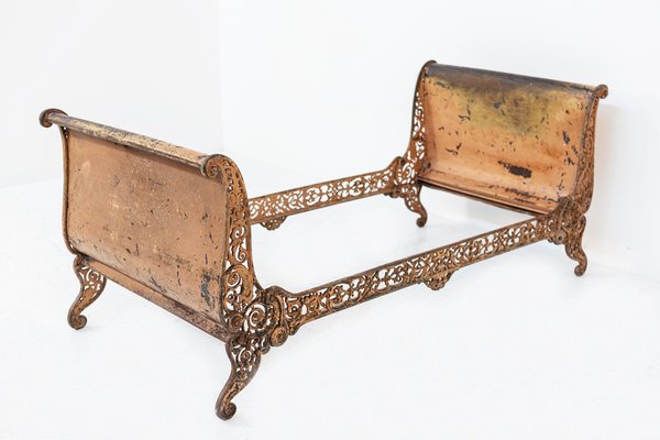 Antique Industrial Single Bed in Wrought Iron, 1890s-RCE-1388483