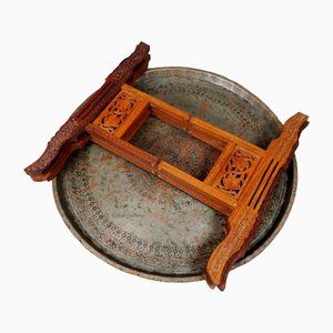 Antique Islamic Ottoman with Copper Table Tray-UZN-1394035