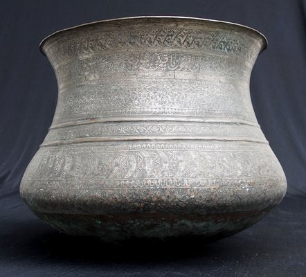 Antique Islamic Tinned Copper Bucket or Vase, 19th Century-UZN-1389533