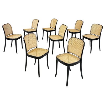 Antique Italian Black Painted Wooden Chairs with Vienna Straw by Michael Thonet, 1900s, Set of 8-GDD-1819710