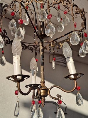 Antique Italian Brass and Glass Chandelier-HIT-835771