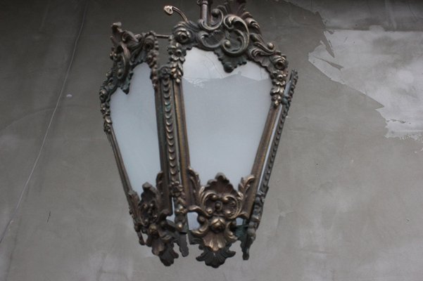 Antique Italian Bronze Lantern Hanging Naples Lamp, 1900s-UWJ-1153041