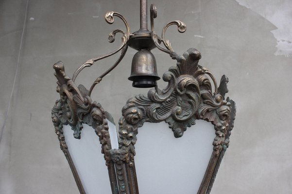 Antique Italian Bronze Lantern Hanging Naples Lamp, 1900s-UWJ-1153041