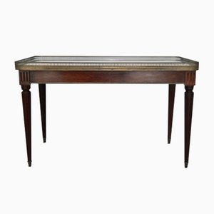 Antique Italian Carrara Marble, Mahogany, and Brass Coffee Table-KNM-562062