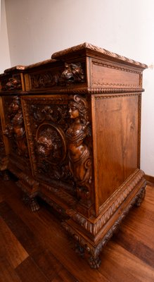 Antique Italian Carved & Sculpted Walnut Sideboard, 1800s-RAQ-595922