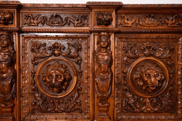 Antique Italian Carved & Sculpted Walnut Sideboard, 1800s-RAQ-595922