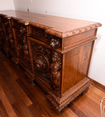 Antique Italian Carved & Sculpted Walnut Sideboard, 1800s-RAQ-595922