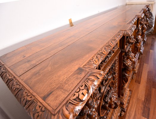 Antique Italian Carved & Sculpted Walnut Sideboard, 1800s-RAQ-595922