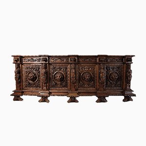 Antique Italian Carved & Sculpted Walnut Sideboard, 1800s-RAQ-595922