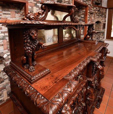 Antique Italian Carved Walnut Sideboard, 1800s-RAQ-595913